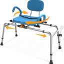 Sliding Shower Chair with Swivel Seat for Tub 450lbs Bariatric 360 Rotating Bathtub Transfer Bench Inside Shower, Adjustable Height & Width Bath Chairs for Adults Seniors Elderly and Disabled