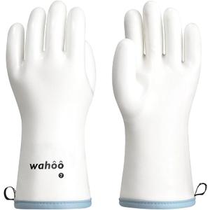 Silicone Gloves Heat Resistant Oven Mitt Barbecue Glove PPE Reusable Dishwashing Cleaning Glove Waterproof Cotton Lined Mitts Kitchen Gloves for Cooking Grilling Baking XL