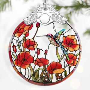 Hummingbird Ornament  Christmas Decoration & Christmas Ornament; Stained Glass Holiday Decoration (Holiday Present, Bauble Present, Gift Idea, Gift Exchange) | Heirloom Keepsakes