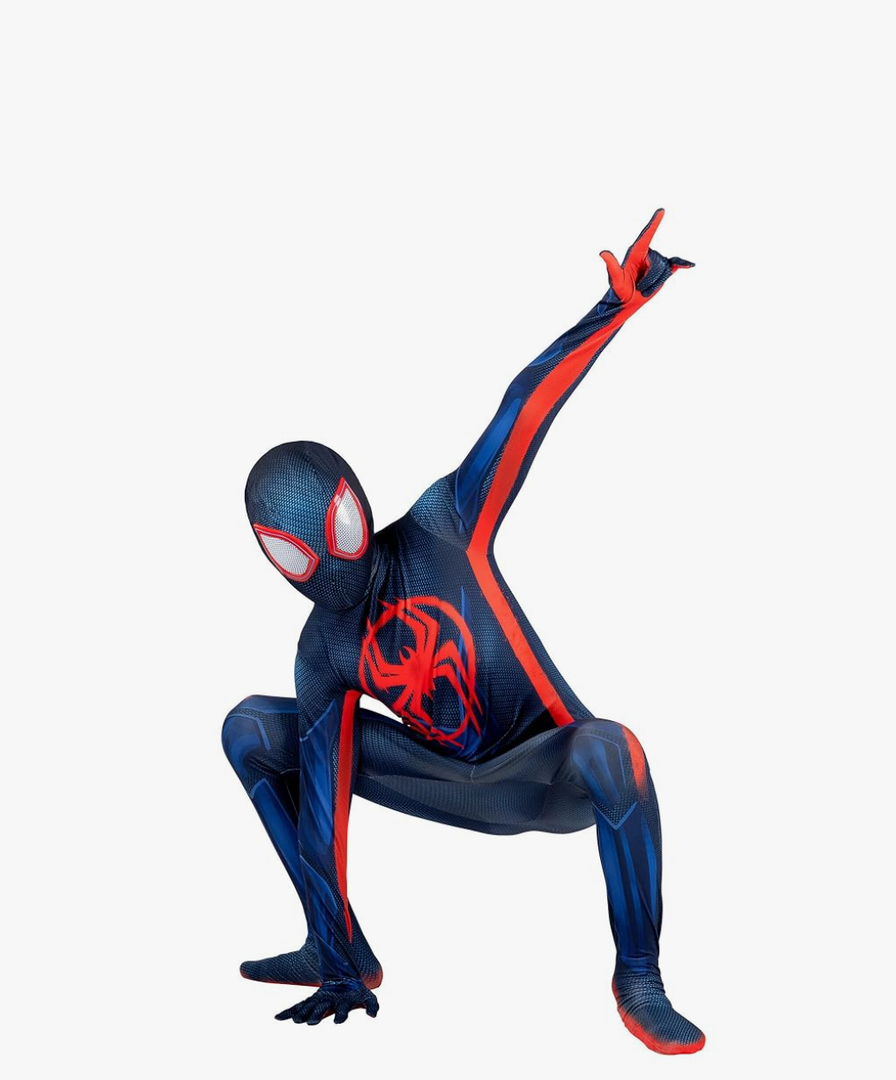 Marvel Miles Morales: Spider-Man Official Youth Deluxe Zentai Costume - Stretch Spandex with Hidden Zippers and Wrist Slits, Size M