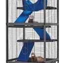 HABUTWAY 45''H Metal Small Animal Cages, Rolling Chinchilla Cage with Removable Ramps, Lagre Critter Nation Cage for Chinchillas/Guinea Pigs/Rabbit, Ferret Cages with Hammock & 4 Tiers, Black (Medium)