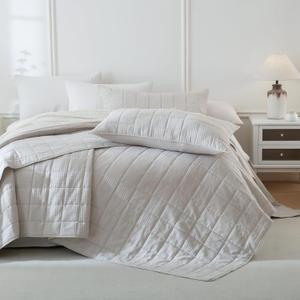 Masaca Oversized King Bedspread 128"x120",Light Khaki Waffle Weave Oversized King Quilt Set 3 Pieces Lightweight Farmhouse Wheat Extra Large California King Bedding Coverlet Ultra Soft