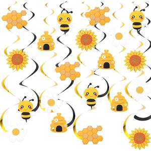 20 Pcs Party Decorations Of Bees Bumble Bee Hanging Swirl Bee Party Decorations Foil Ceiling Streamers For Baby Shower Birthday Honey Themed Party Gender Reveal Bridal Supplies