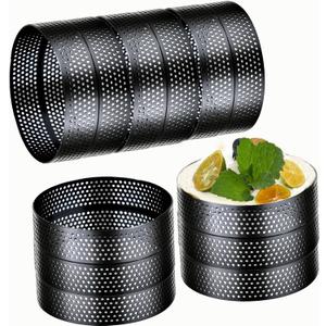 DATANYA 12Pack Perforated Tart Rings Stainless Steel 3.15 Inch Round Mousse Cake Ring Metal Pastry Mold for Baking Cooking Desserts, small fruit tartet crust 8cm