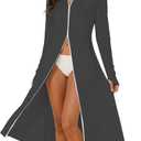 Cromoncent Women's UPF 50+ Swimsuit Cover Up Lightweight SPF Long Sleeve Sun Protection Long Sun Hoodie Dress (Medium, Dark Gray-Removable Lens) Medium