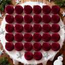 32 Pcs Velvet Christmas Tree Ornaments Balls with Velvet Ribbon Christmas Tree Hanging Decorations Neutral Flocked Balls Bulk for Xmas Home Indoor (Red)