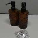 17 OZ Sunflower Embossed Glass Soap Dispenser - 2 Pack, with 304 Rust Proof Stainless Steel Pump, Glass Soap and Lotion Dispenser Set, Liquid Hand Soap Dispenser for Home, Kitchen & Bathroom (Amber)