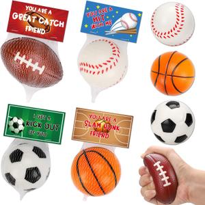 16 PCS Stress Balls Party Favor for Kids 8-12 Goodie Bag Stuffers Squeeze Toys Classroom Prizes for Kids Pinata Stuffers Boys Birthday End of Year Gifts Sport Party Foam Bouncy Balls Bulk Small Toys