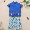 IDOPIP Toddler Boys Back to School Outfit Kids Short Sleeve Pencil Apple Crayon Print Shirt + Shorts First Day of School T-shirts Summer Casual Baby Kindergarten Clothes ﻿ Dark Blue Pencil 2-3 Years (Blue)