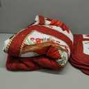 Christmas Quilt Set Queen Size 3 Pieces Christmas Patchwork Floral Wreaths Cardinals Red Berries Holiday Bedding Sets Red Vanilla Grid Coverlet Bedspread Coverlet with 2 Pillowcases for All Season