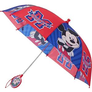 Disney Kids Umbrella, Lightning or Mickey Mouse Toddler and Little Boy Rain Wear for Ages 3-6 (Red/Blue)