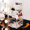 360 Rotating Jewelry Organizer Stand with 5 Layers,Acrylic Earring Holder Organizer Stand,212 Holes and 212 Grooves for Studs,Dangly Earrings,Chains,Bracelets,Necklace