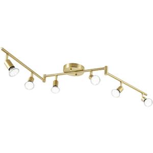 6-Light LED Track Lighting Kit, Flexibly Rotatable Light Heads, 6 Way Ceiling Spotlight Gold Finish, Including 6 GU10 LED Bulbs (4W 400LM Daylight White 5000K)