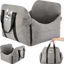 Dog Car Seat for Small/Medium Dogs.Water Repellent with Storage Pockets.Doubles as a Pet Travel Bed for Dogs Up to 40 lbs. Machine Washable Dog Carrier- Gray French Bulldog
