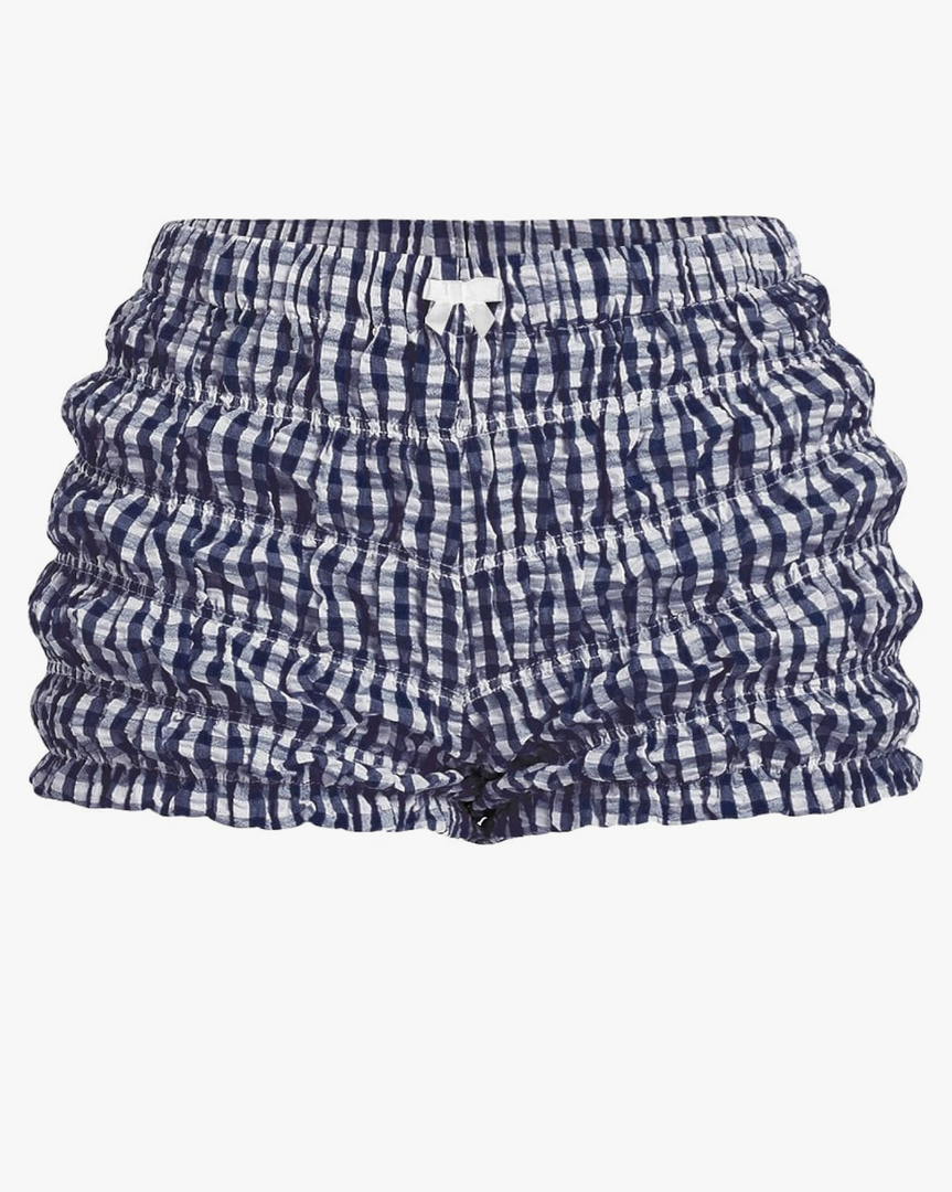 SOLY HUX Women's Ruffle Shorts Plaid Y2k Lace Bloomers Elastic Waist Frill Bottoms Gingham Micro Boyshorts, L