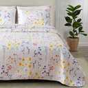 great bay HOME Marianne Collection 3 Piece Quilt Set with Shams. Reversible Floral Bedspread Coverlet. Machine Washable. (Full / Queen, Multi)