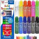 Kwik Stix Solid Tempera Paint Sticks, 12 Colors, Washable Paint Sticks for Kids, Super Quick Drying, Non-Toxic, Allergen Free, Comes in Classic Rainbow Colors, Ideal for Kids and Toddlers (Assorted)