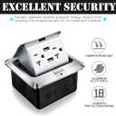 Hoolerry 2 Pack Pop up Floor Electrical Outlet Cover Box Kit with 4.8A USB Charger 20Amp Waterproof Weatherproof Floor Tamper Resistant Outlet Receptacle for Countertop Home (Black)