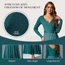 Zoifada Womens 2025 Spring Autumn V Neck Wrap Dress Long Sleeve Tie Waist Ribbed Knit High Waist A Line Casual Midi Dress Grey