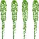 Artificial Succulents Hanging Plants-4 PCS Fake String of Pearls Greenery Plant Wall Decor Faux Hanging Nature Plants for House Living Room Bathroom Bedroom Shelf Balcony Garden Indoor Outdoor27.5"