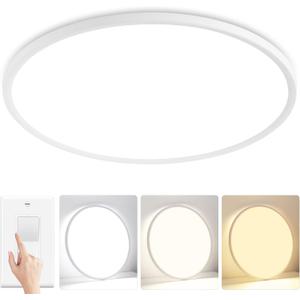 24 inch Dimmable LED Ceiling Light Fixture, Ultra Thin Flush Mount, 50W 5000LM, 3000K/4000K/6500K Selectable, White, Perfect for Bedroom, Kitchen, Dining Room, Living Room, Home Office, Hallway