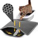 Cat Litter Mat 23"x17", Double Layer Urine & Waterproof Trapping Mat for Kitty Litter Box, Easy to Clean, Non-Slip, Scatter Control Cat Matt for Floor, Gray (Gray)