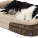 Bedsure XL Orthopedic Dog Beds Large Sized Dog - 360 Oval Bolster Large Dogs Bed for Senior Dogs with Waterproof Washable Cover, Extra Large Comfort Pet Sofa Couch with Ultra-Soft Fleece, Brown, 42"