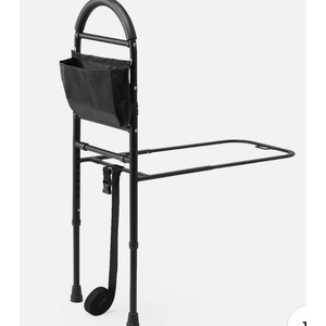 Medline Bed Assist Bar with Storage Pocket, Height Adjustable Bed Rail for Elder