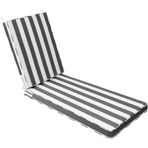 AAAAAcessories Outdoor Chaise Lounge Cushions, Waterproof, Fade-Resistant Patio Furniture Replacement Cushions, 80" x 26" x 3", Gray Cabana Stripe