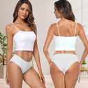 coskefy Womens Underwear Cotton Hipster Panties Soft Stretch Ladies Cheeky Bikini Briefs 4 Pack (White, M)