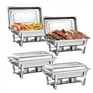 4 Pack 9QT Chafing Dishes for Buffet, Stainless Steel Chafing Dish Set