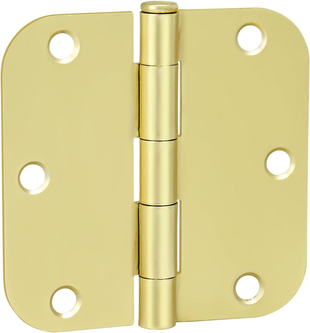 goldenwarm 48-Pack 3.5 Inch Polished Brass Door Hinges - Bright Gold 3-1/2'' x 3-1/2'' Hinges with 5/8'' Radius Corners - Interior Door Hardware