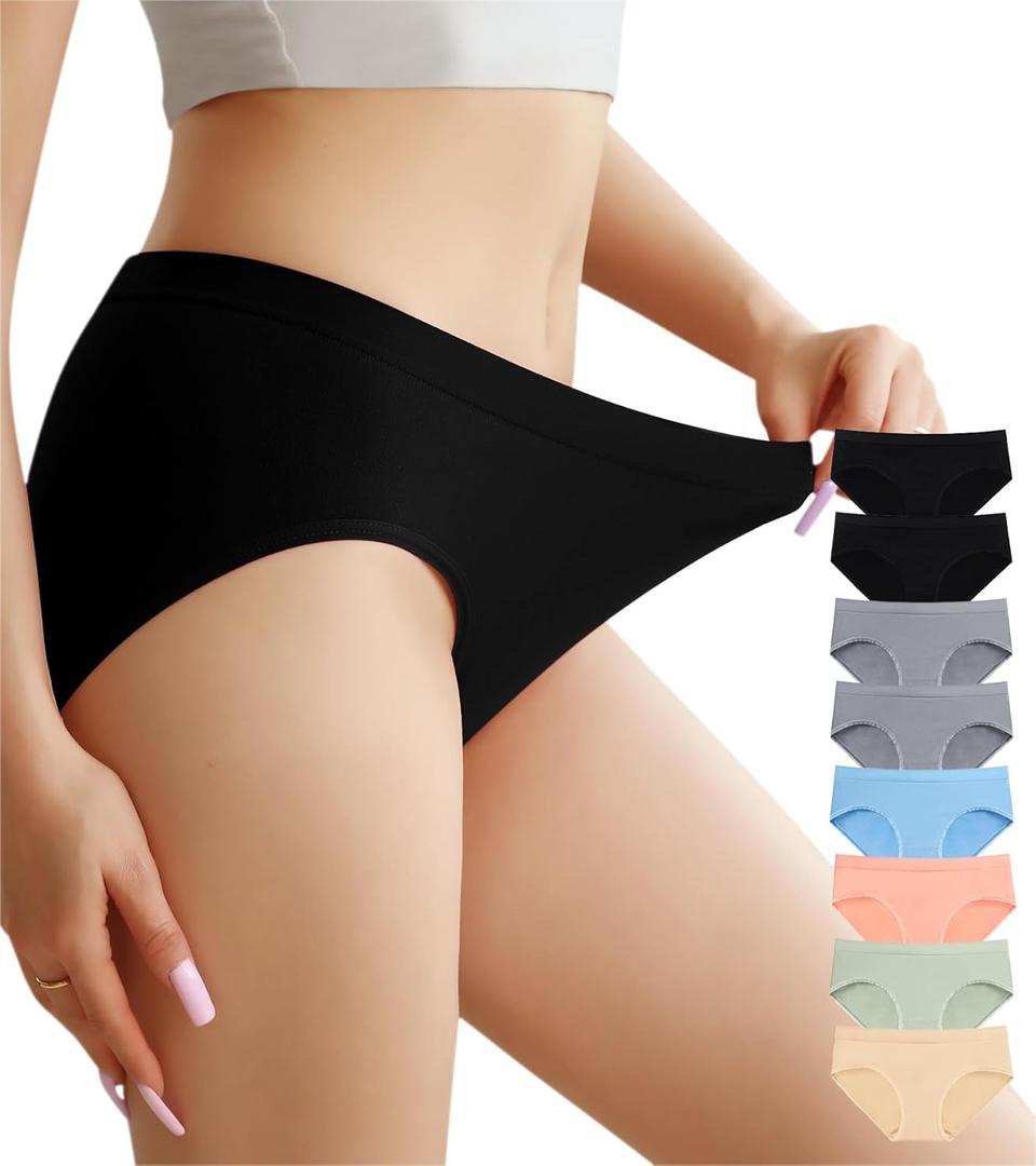 OLIKEME Women's Underwear Wicking Stretch Hipster Panties for Women Breathable Full Coverage No Show Underwear 6 Pack (X-Large-XX-Large, 02 Multicolor)