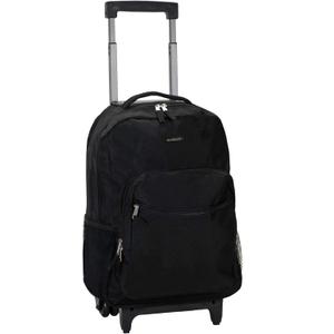 Rockland Double Handle Rolling Backpack, Black, 17-Inch