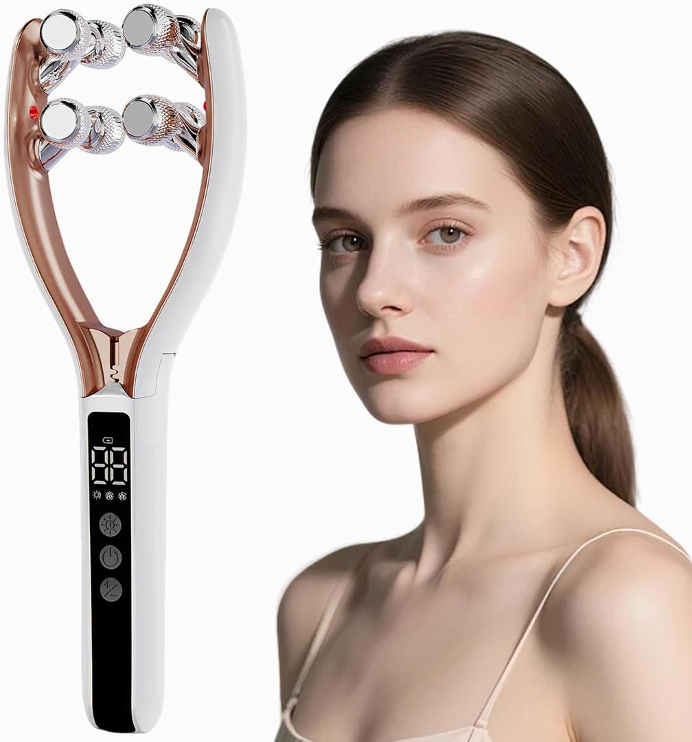 CXGRISE Wireless Facial Massager, 3D Roller Electric Facial Roller, Rechargeable V-Shape Sculpting & Puffiness Relief Tool, Face Roller Lymphatic Drainage for Home & Travel Use (Roller)