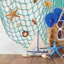 8 Pieces Natural Fish Net Decoration 80" x 40", Wall Hanging Cotton Fishnet Decor for Underwater, Mermaid, Pirate, Hawaiian, Nautical Ocean Theme Beach Bash Party Decoration (Beige, Blue, Pink, White)