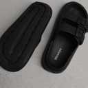 Weweya Sandals for Women and Men - Pillow Slippers - Double Buckle Adjustable Slides - EVA Flat Sandals (5.5-6.5 Women/3.5-4.5 Men, Black)