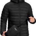 Pioneer Camp Mens Lightweight Packable Puffer Jacket Hooded Insulated Thermal Puffy Winter Jackets for Running Travel (Black, M)
