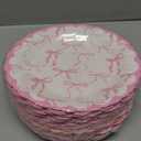 100 Pcs Pink Bow Paper Plates 7'' Disposable Paper Plates Pink Coquette Bow Dessert Set for Girl Bachelorette Bridal Engagement Baby Shower Birthday
