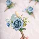 Rose Boutonnieres for Men Wedding Groom and Groomsmen Boutonniere for Rustic Fall Vintage Wedding Prom, Dusty Blue,Set of 10