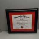 GMFrames 11x14 Diploma Degree Frame with Red Mat or Display 15x18 Certificates without Mat,Solid Wood,Black Finish with Intricate Black Rope Detail,UV Protection Acrylic