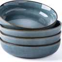 GBHOME 9'' Large Ceramic Pasta Bowls, 38oz Stoneware Pasta Serving Bowls Set of 4 for Kitchen, Wide Bowls for Fruit,Pasta,Salad,Oatmeal,Meal, Microwave Safe, Reactive Glaze-Space Blue