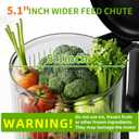 Cold Press Juicer Machine, 5-Inch Wide Chute Masticating Juicer, 1.2L Slow Juicer for Whole Fruits & Vegetables, Easy to Clean Electric Juice Extractor, Juice Maker with Recipe Guide, Black & Gray