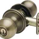 Copper Creek BK2040AB Ball Door Knob, Keyed Entry Function, 1 Pack, in Antique Brass