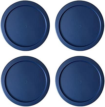 Replacement Lids fits Pyrex 4-Cup Glass Food Storage Container Bowls, 6-Inch Plastic Round Lids Covers for Pyrex 7201-PC, Airtight & Leakproof (4-Pack, Blue)