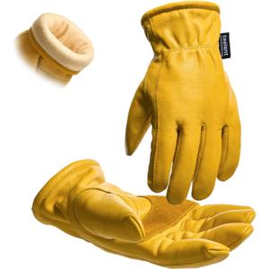 Toolant Winter Work Gloves for Men, Insulated Leather with Water Resistance and Abrasion Protection for Cold Weather (Large, 2 Pairs)