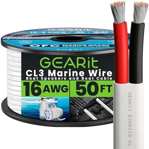 GEARit Speaker Wire 16 Gauge (50ft), Red/Black Speaker Cable 16AWG, Duplex 2-Conductor, Speaker Wires for Boat, RV, Camper, Trailer, Automotive, in-Wall and Outdoor Use