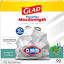 Glad ForceFlex MaxStrength with Clorox Trash Bags, 13 Gal, Eucalyptus and Peppermint, 90 Ct, Pack May Vary
