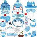 2 x Snowman Photo Booth Props,Winter Wonderland Snow Booth Props(25CT)