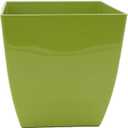 The HC Companies 8 Inch Aria Square Self Watering Planter - Plastic Plant Pot for Indoor Outdoor Plants Flowers Herbs, Glossy Green
